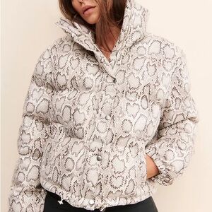 En Saison Snakeskin Printed Puffer